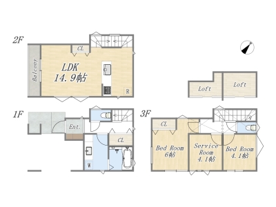 【2号棟】2SLDK+2Loft+ビルトインガレージ