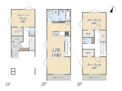 【1号棟】2SLDK+2WIC+SIC+ビルトインガレージ