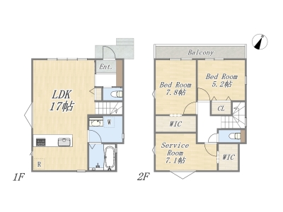 【2号棟】2SLDK+2WIC+カースペース