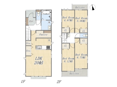 【A号棟】4LDK+Pantry+カースペース2台