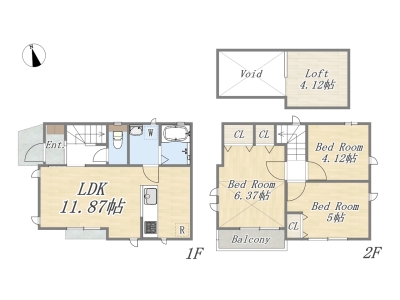 【B号棟】3LDK+Loft+カースペース