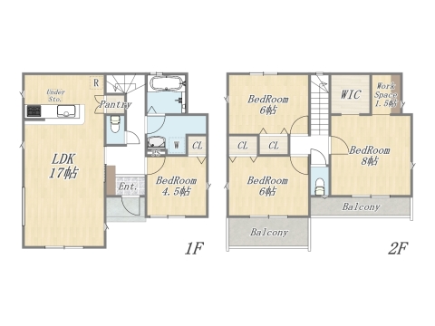 【間取りプラン例④】 暮らしに合わせたオンリーワンの住まいづくりが実現します。 Plan：4LDK 建物参考価格：2000万円 建物面積：104㎡（31坪）