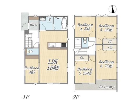 【8号地 参考プラン】 Plan：5LDK+ワイドバルコニー 建物面積：92.32㎡（27.93坪） 建物価格：2000万円