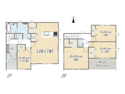 【16号棟】 Plan：4LDK+WIC+Pantry+ワイドバルコニー+カースペース2台 土地面積：142㎡（42.95坪） 建物面積：106.19㎡（32.12坪）