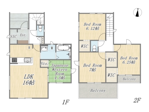 【4号棟】 Plan：4LDK+3WIC+SIC+ワイドバルコニー+カースペース