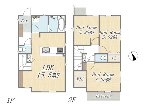 【4号地】ZEH水準仕様住宅！住宅性能評価書取得物件！ Plan：3LDK＋WIC 土地面積：102.17㎡（30.91坪）