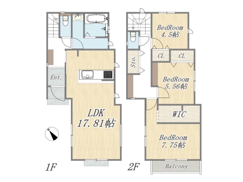 【10号地】ZEH水準仕様住宅！住宅性能評価書取得物件！ Plan：3LDK 土地面積：90.06㎡（27.24坪）
