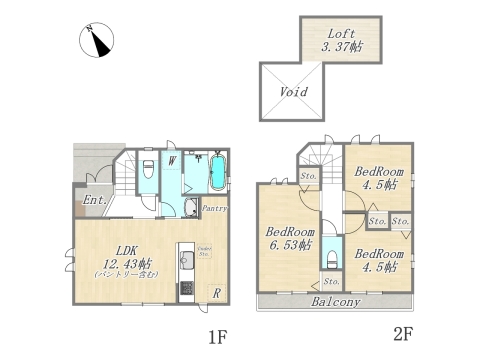 【間取り図】2号棟：3LDK+ロフト 