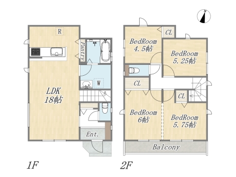 【12号棟】Plan：3LDK+Pantry+カースペース2台｜太陽光パネル搭載