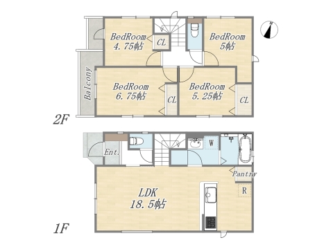 【14号棟】Plan：4LDK+Pantry+カースペース2台