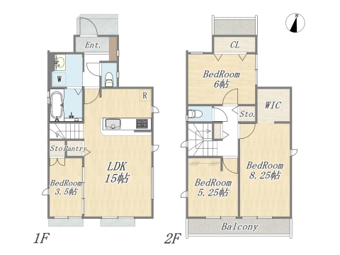 【5号棟】Plan：4LDK+WIC+Pantryカースペース｜太陽光パネル搭載