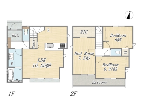 【10号棟】Plan：3LDK+WIC+Pantry+カースペース