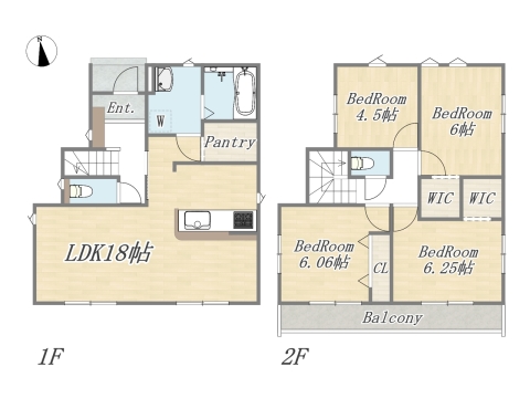 【9号棟】Plan：4LDK+2WIC+Pantry