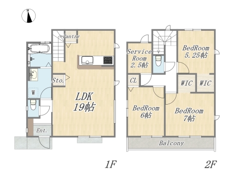 【7号棟】Plan：3SLDK+2WIC+Pantry