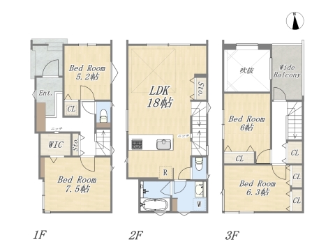 【B号棟】4LDK+WIC+カースペース