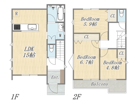 【間取り図】3LDK