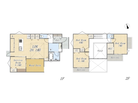 【2号棟】3SLDK+WIC+Pantry+ウッドデッキ+カースペース