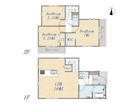【参考プラン：8号地】3LDK+WIC+カースペース2台｜建物参考価格：2000万円