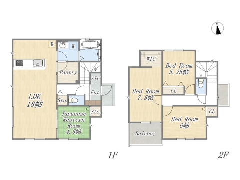 【1号棟】4LDK+WIC+SIC+Pantry+ワイドバルコニー+カースペース2台可