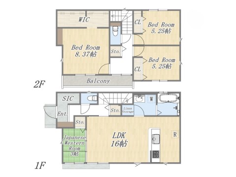 【参考プラン：1号地】 Plan：4LDK+WIC+Pantry 建物面積：105ｍ2 建物参考価格：1803万円