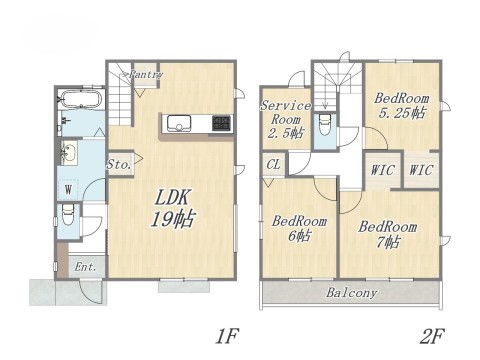 【参考プラン：2号地】 Plan：3SLDK+2WIC+Pantry 建物面積：100ｍ2 建物参考価格：1803万円