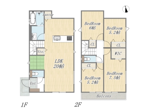【参考プラン：9号地】 Plan：4LDK+WIC+Pantry