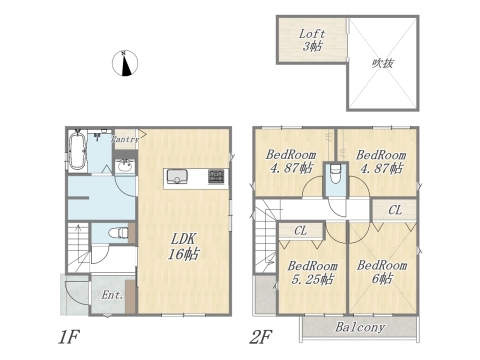 【参考プラン：4号地】 Plan：4LDK+Pantry+Loft