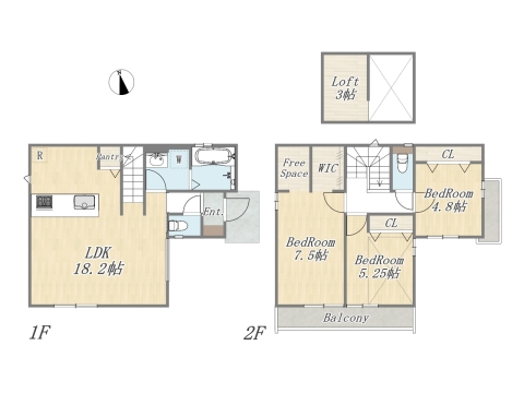 【参考プラン：2号地】 Plan：3LDK+WIC+Pantry+Loft