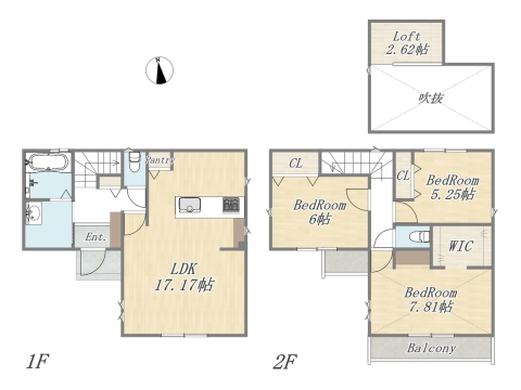 【参考プラン：3号地】 Plan：3LDK+WIC+Pantry+Loft