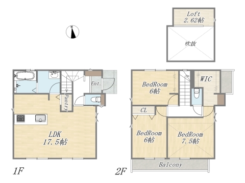 【参考プラン：5号地】 Plan：3LDK+WIC+Pantry+Loft