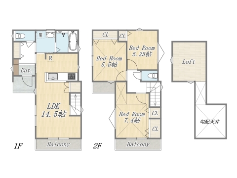 【参考プラン】 3LDK+Loft+カースペース 建物参考価格：3000万円 建物面積：79㎡ 
