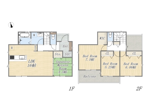 【12号地 参考プラン】 Plan：4LDK+WIC+SIC+Pantry+ワイドバルコニー+カースペース2台 建物参考価格：1603万円 建物面積：96.25㎡ 