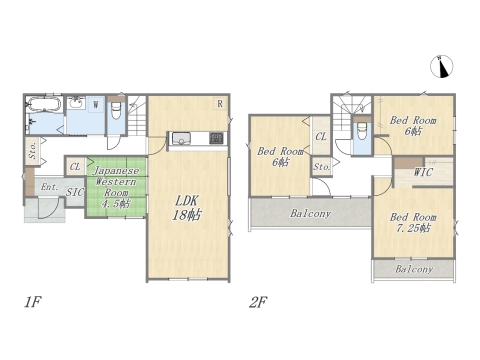 【15号地 参考プラン】 Plan：4LDK+WIC+SIC+カースペース2台 建物参考価格：1603万円 建物面積：105.57㎡