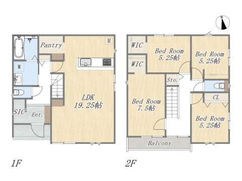【17号地 参考プラン】 Plan：4LDK+2WIC+SIC+Pantry+カースペース2台 建物参考価格：1603万円 建物面積：106.82㎡