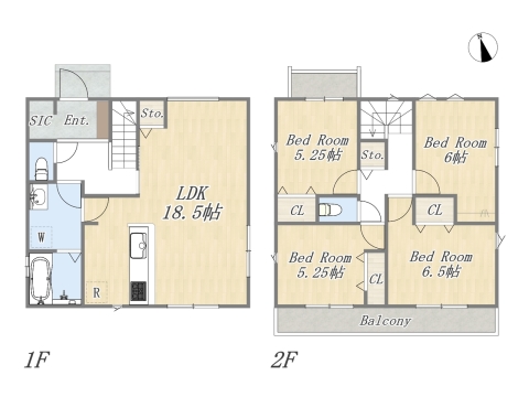 【13号地 参考プラン】 Plan：4LDK+SIC+カースペース2台 建物参考価格：1603万円 建物面積：99.36㎡ 
