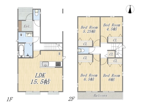 【B号地 参考プラン】 4LDK+ビルトインガレージ 建物参考価格：2000万円 建物面積：102㎡ 