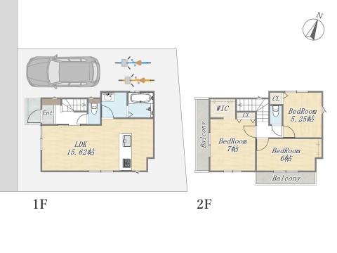 【9号地 参考プラン】 Plan：3LDK+WIC+カースペース 建物参考価格：2000万円 建物面積：79.9㎡