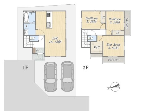 【参考プラン：8号地】 Plan：3LDK+WIC+カースペース2台 建物参考価格：2000万円 建物面積：81.56㎡