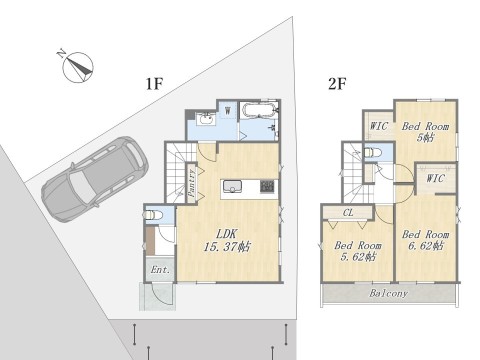 【参考プラン：9号地】 Plan：3LDK+2WIC+Pantry+カースペース 建物参考価格：2000万円 建物面積：81.36㎡