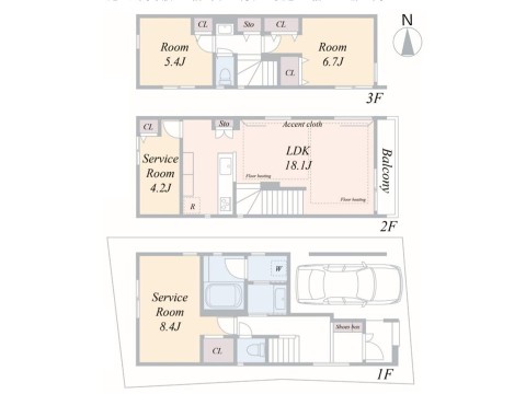 【間取り図】 2LDK+2S