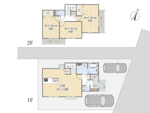 【参考プラン：5号地】 Plan：3LDK+SIC+Pantry+カースペース2台可 建物参考価格：1903万円 建物面積：87.76㎡ 