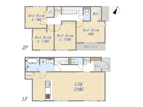 【参考プラン：1号地】 Plan：4LDK+WIC+Pantry+カースペース2台 建物参考価格：1500万円 建物面積：99.36ｍ2
