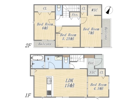 【参考プラン：3号地】 Plan：4LDK+WIC+SIC+Pantry+カースペース2台 建物参考価格：1500万円 建物面積：94.39ｍ2