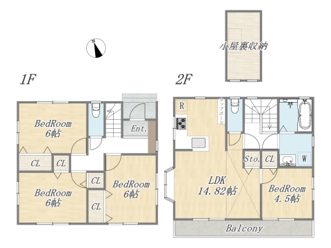 【間取り図】4LDK+小屋裏収納+カースペース