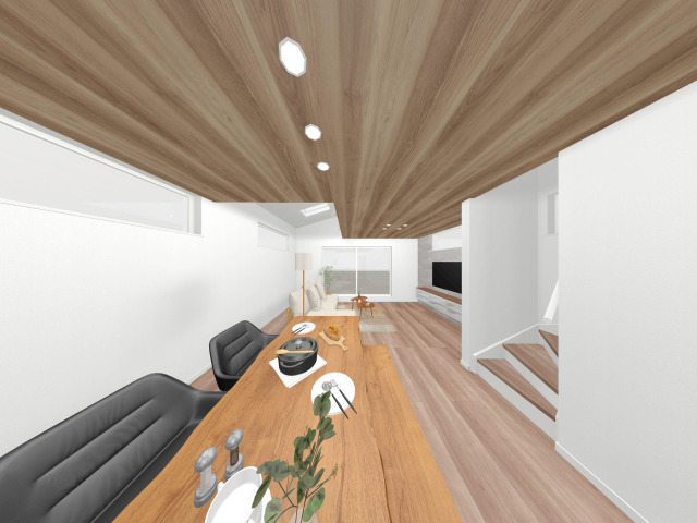 【建物完成イメージパース：A号棟LDK】