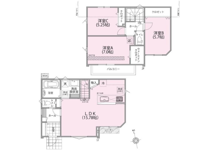 1号棟 【間取り図】3LDK+WIC+Pantry+カースペース