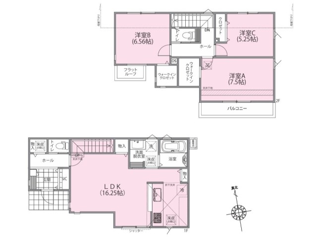 4号棟 【間取り図】3LDK+2WIC+SIC+Pantry+カースペース