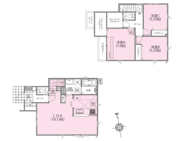5号棟 【間取り図】3LDK+2WIC+SIC+Pantry+カースペース