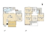 【C号棟】
Plan：3SLDK+Loft+ウッドデッキ+カースペース2台
敷地面積：132.3㎡（40.02坪）
建物面積：105.36㎡（31.87坪）