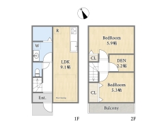 【間取り図】2LDK+DEN